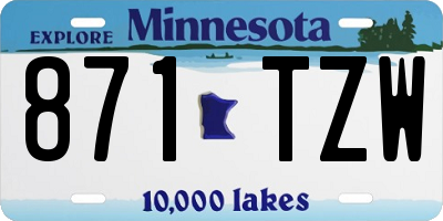 MN license plate 871TZW