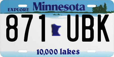 MN license plate 871UBK