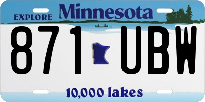 MN license plate 871UBW