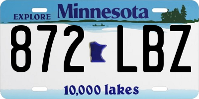 MN license plate 872LBZ