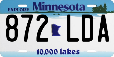 MN license plate 872LDA