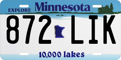 MN license plate 872LIK