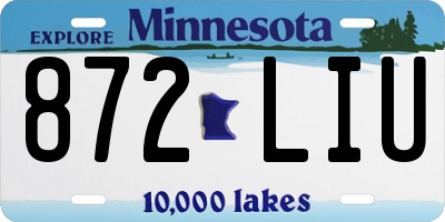 MN license plate 872LIU