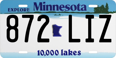 MN license plate 872LIZ