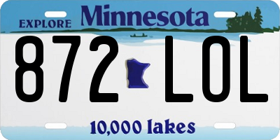 MN license plate 872LOL