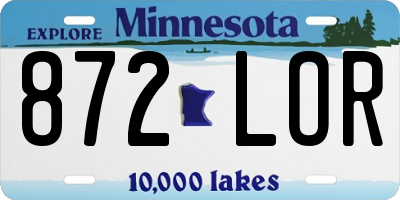 MN license plate 872LOR