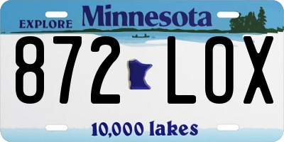 MN license plate 872LOX