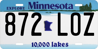 MN license plate 872LOZ