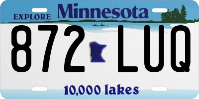 MN license plate 872LUQ