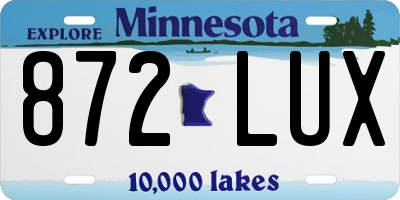 MN license plate 872LUX