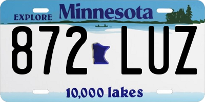 MN license plate 872LUZ