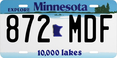 MN license plate 872MDF