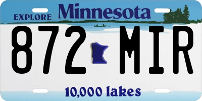 MN license plate 872MIR