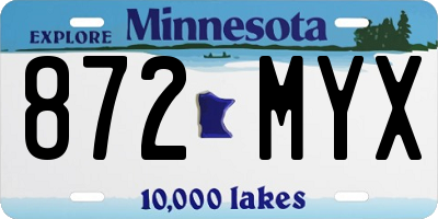 MN license plate 872MYX