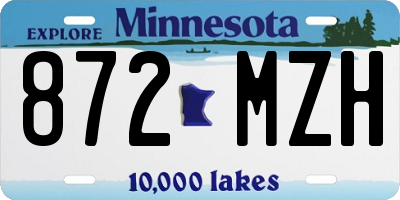 MN license plate 872MZH