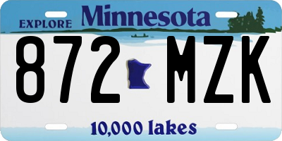 MN license plate 872MZK
