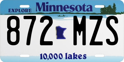 MN license plate 872MZS