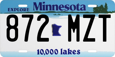 MN license plate 872MZT