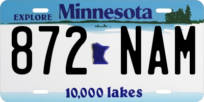 MN license plate 872NAM