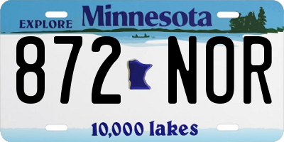 MN license plate 872NOR