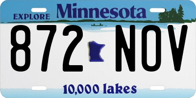 MN license plate 872NOV