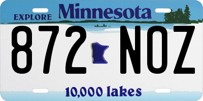 MN license plate 872NOZ