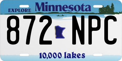 MN license plate 872NPC