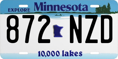 MN license plate 872NZD