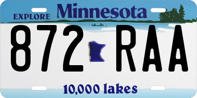 MN license plate 872RAA