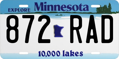 MN license plate 872RAD