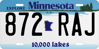 MN license plate 872RAJ