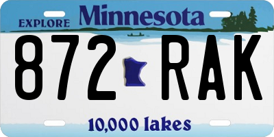 MN license plate 872RAK