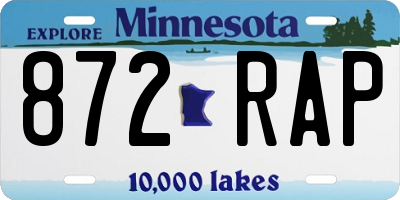 MN license plate 872RAP