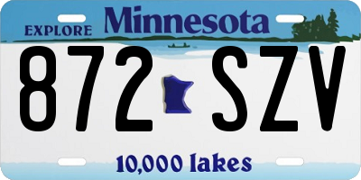 MN license plate 872SZV