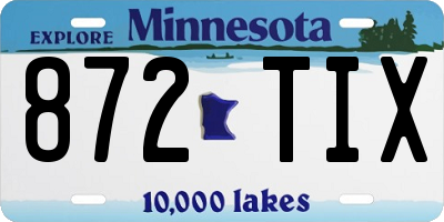 MN license plate 872TIX
