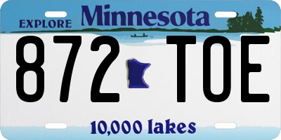 MN license plate 872TOE