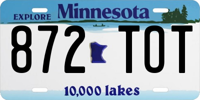 MN license plate 872TOT