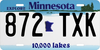 MN license plate 872TXK
