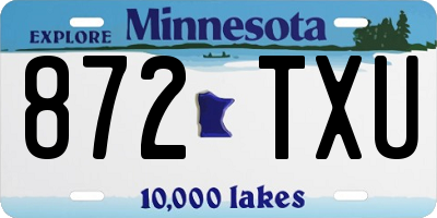 MN license plate 872TXU