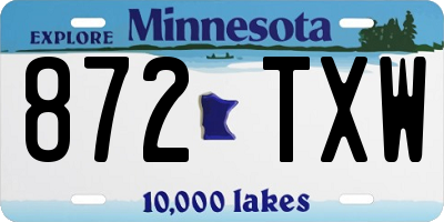 MN license plate 872TXW