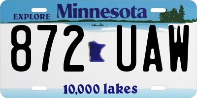MN license plate 872UAW