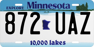 MN license plate 872UAZ