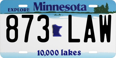 MN license plate 873LAW