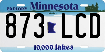 MN license plate 873LCD