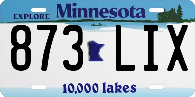 MN license plate 873LIX