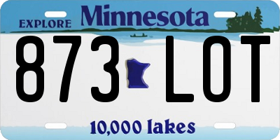 MN license plate 873LOT