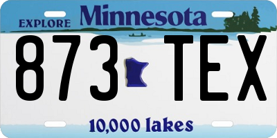 MN license plate 873TEX