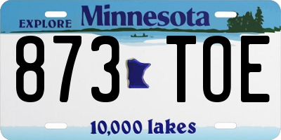 MN license plate 873TOE
