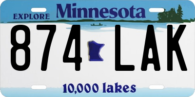 MN license plate 874LAK