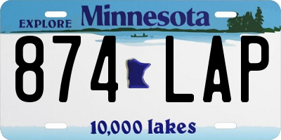 MN license plate 874LAP